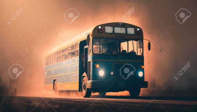 autobus viajando por carretera abierta