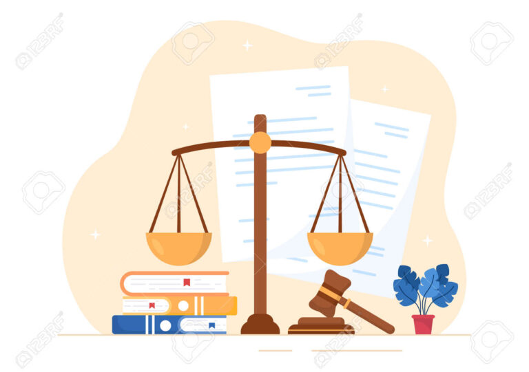 balanza de justicia con simbolos de difamacion