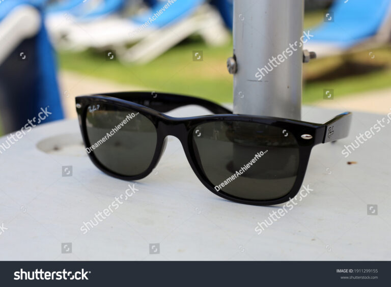 iconic ray ban wayfarer sunglasses on a table