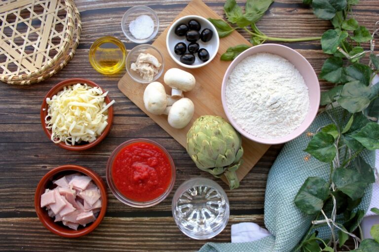ingredientes frescos para pizza deliciosa
