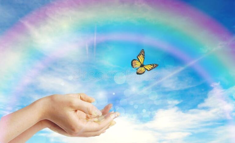 manos liberando una mariposa en vuelo