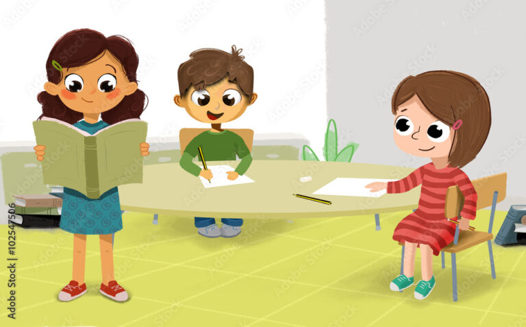 ninos leyendo y escribiendo en clase