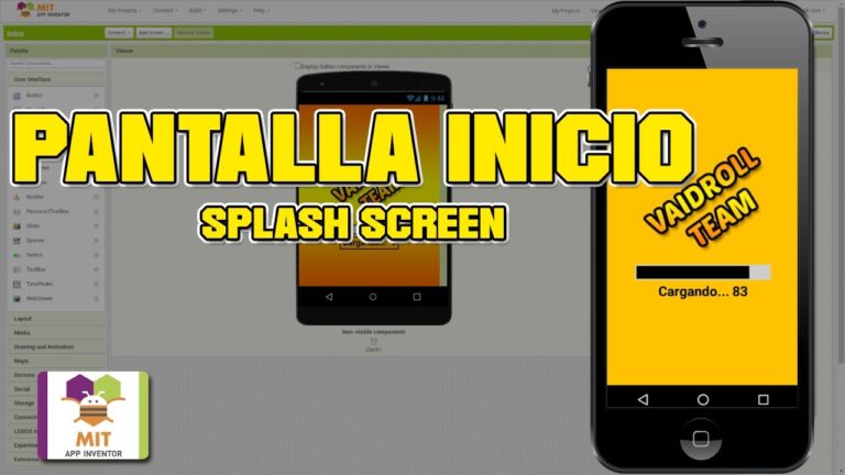 pantalla de inicio de mit app inventor