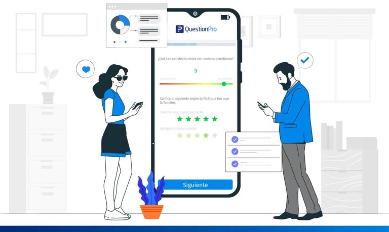 persona completando una encuesta en linea